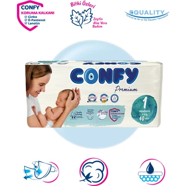 Confy Premium 1 Numara Bebek Bezi Yenidoğan 2 - 5 Kg 40