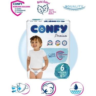 Confy Premium 6 Numara Bebek Bezi Extralarge +15 KG 18