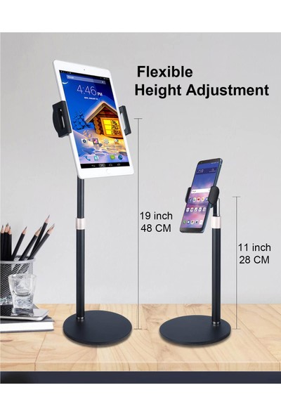 Apera Gn-91 Metal Tablet ve Telefon Stand Tutucu Masa Için Yüksekliği Ayarlanabilir iPad 4-12.9 Inç