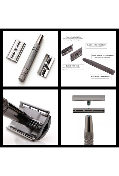 Qualis Shave S9 Full Metal Tıraş Makinesi + F2 Fırça + Kase + 5 Adet Platinum Yaprak Jilet