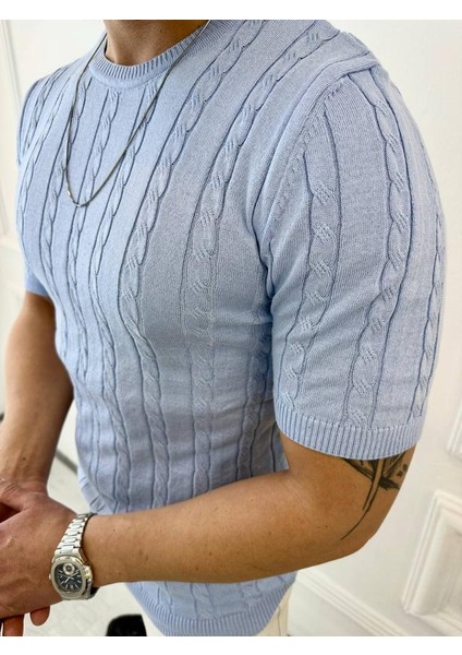 Tişört Örme Triko Tişört Nefes Alabilen Terletmez Slim Fit Dar Kesim T-Shirt