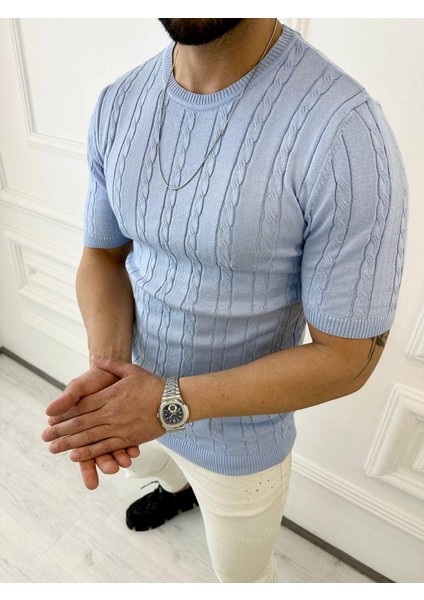 Tişört Örme Triko Tişört Nefes Alabilen Terletmez Slim Fit Dar Kesim T-Shirt