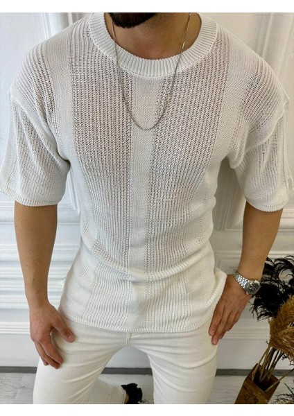 Tişört Örme Triko Tişört Nefes Alabilen Terletmez Oversize Bol Kesim Salaş T-Shirt TISORT2893