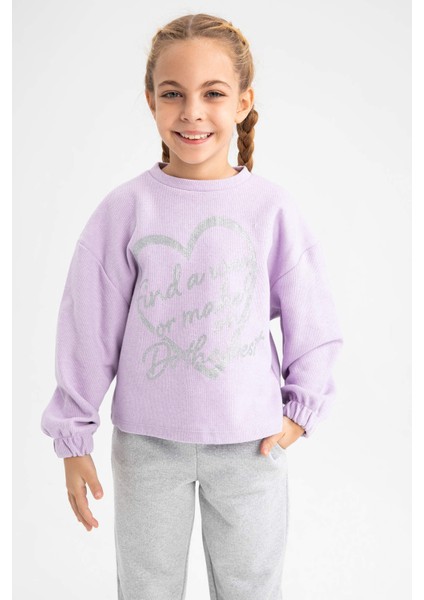 Kız Çocuk Crop Bisiklet Yaka Sweatshirt Z1966A622WN