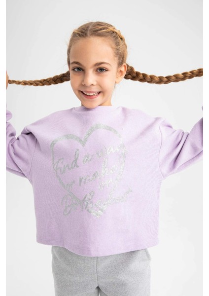 Kız Çocuk Crop Bisiklet Yaka Sweatshirt Z1966A622WN modelleri