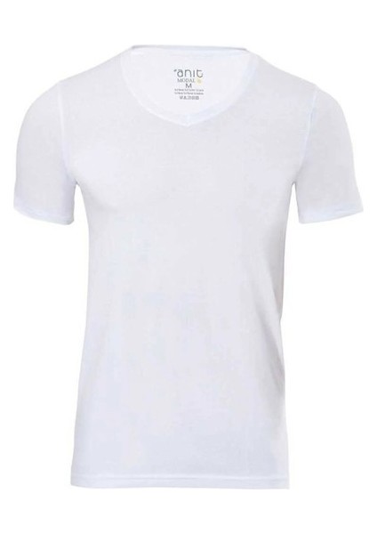 3 Adet, Modal V Yaka Kısa Kollu Atlet %47 Modal %47 Cotton %6 Elastan Beyaz