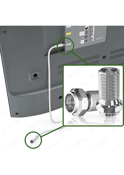 BK Teknoloji Rg6 F Konnektör Standart Uydu Anten Kablosu Ucu 10 Adet