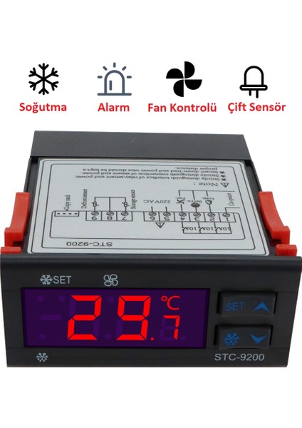 STC9200 Dijital Çift Prob Isı Kontrol Termostat