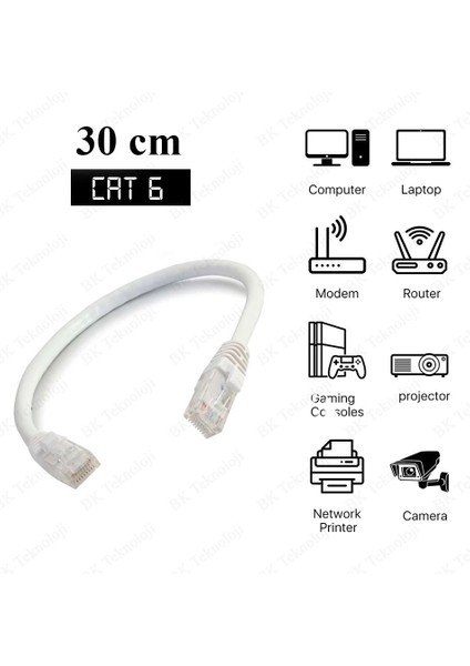 30CM Kısa Cat6 Fabrikasyon Ethernet Lan Ağ Network Patch Kablo