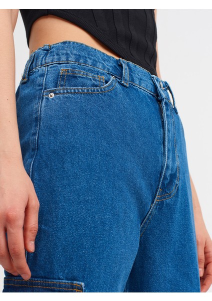 70814 Arkası Lastikli Jogger Pantolon-Mavi