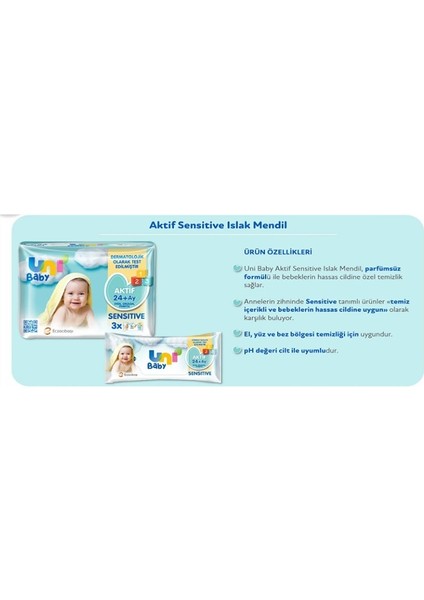Aktif Sensitive Bebek Islak Mendil 24+ Ay 3X52 Adet