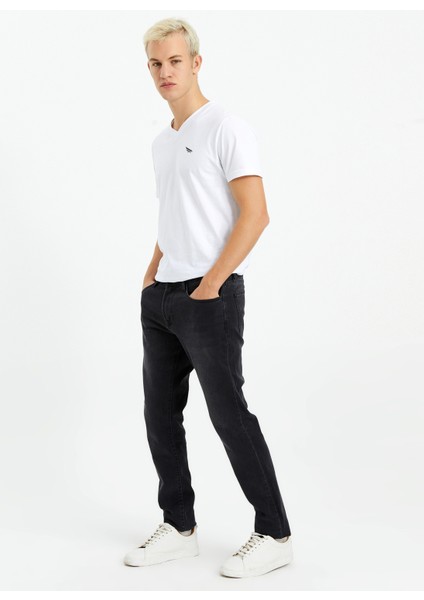 Normal Bel Dar Paça Füme Erkek Pantolon Jeans