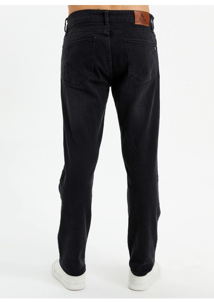 Normal Bel Dar Paça Füme Erkek Pantolon Jeans