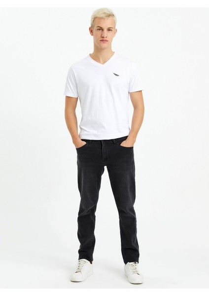 Normal Bel Dar Paça Füme Erkek Pantolon Jeans