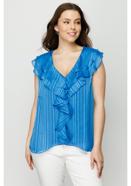 V Yaka Şifon Bluz modelleri