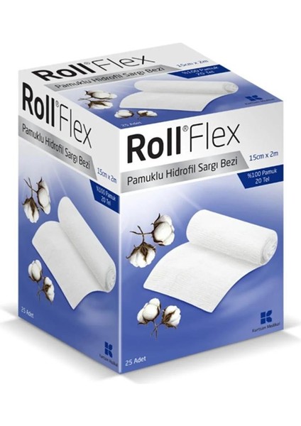 Flex Pamuklu Hidrofil Sargı Bezi 15 cm x 2 m 25 Adet