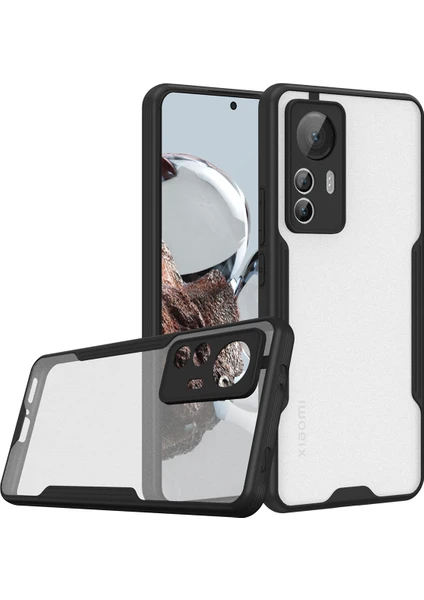 Case 4U Xiaomi Mi 12T / Mi 12T Pro Kılıf Kamera Korumalı Ultra Ince Buzlu Mat Renkli Parfe Silikon Kapak Siyah