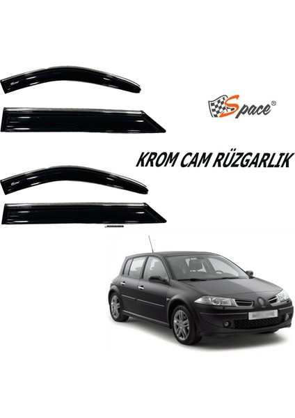Krom Cam Rüzgarlığı 1.2mm Renault Megane2- 2006 4'lü / CARU448