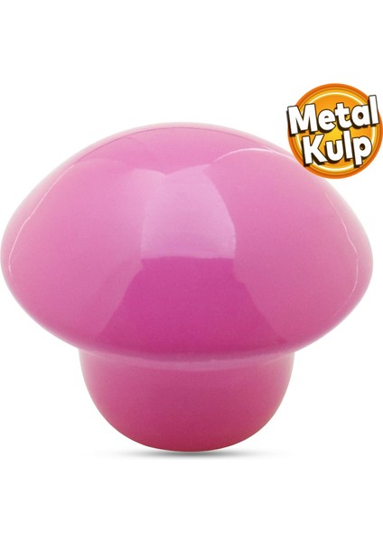Mantar Düğme Metal (PEMBE) Yuvarlak Çocuk Odası Mobilya Mutfak Çekmece Dolap Kulpu Kulbu Kulpları