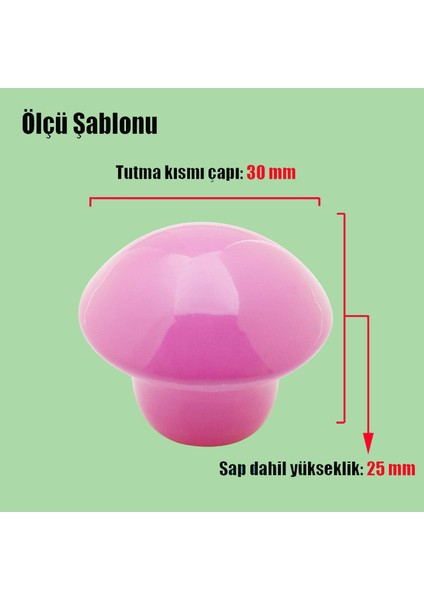 Mantar Düğme Metal (PEMBE) Yuvarlak Çocuk Odası Mobilya Mutfak Çekmece Dolap Kulpu Kulbu Kulpları