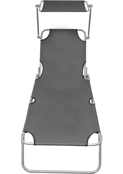 Gölgelikli Katlanır Şezlong Gri Alüminyum modelleri