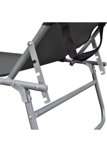 Gölgelikli Katlanır Şezlong Gri Alüminyum indirimleri