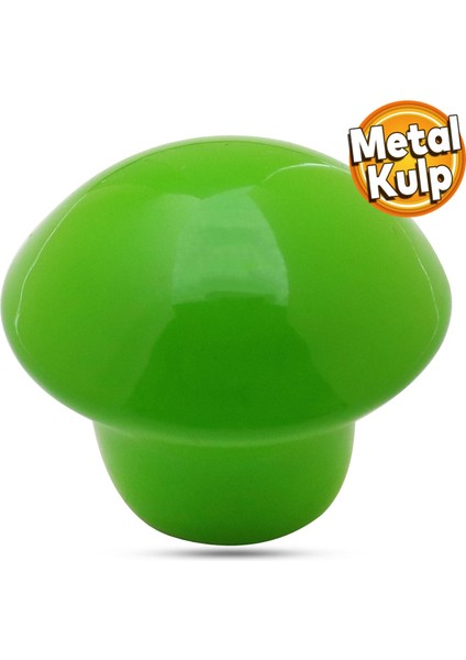 Mantar Düğme Metal (YEŞİL) Yuvarlak Çocuk Odası Mobilya Mutfak Çekmece Dolap Kulpu Kulbu Kulpları
