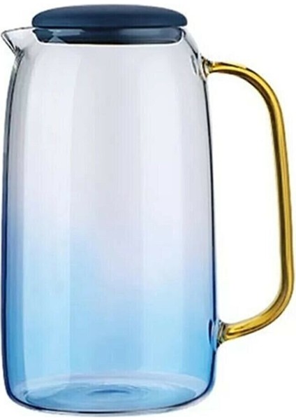 Mavi El Üflemesi Borosilikat Isıya Dayanıklı Cam Sürahi 1500ML