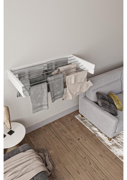 Katlanabilir Çamaşır Kurutmalığı Dekoratif Askılık Metal Beyaz 75 cm fiyatları