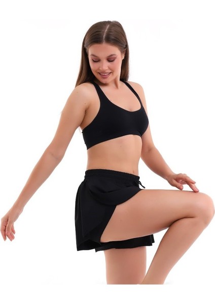 Kadın Yüksek Bel Spor Şort Etek - Bel Kontrolü Olan Yoga Koşu Fitness Şort Etekleri – ŞortEtek