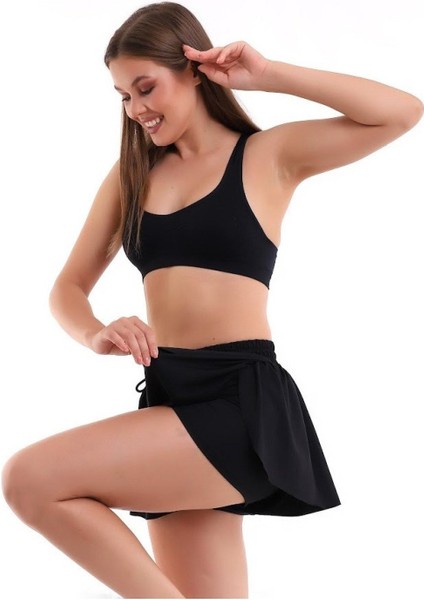 Kadın Yüksek Bel Spor Şort Etek - Bel Kontrolü Olan Yoga Koşu Fitness Şort Etekleri – ŞortEtek modelleri