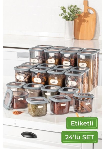 24'lü Etiketli Kare Erzak Saklama Kabı Set fiyatları