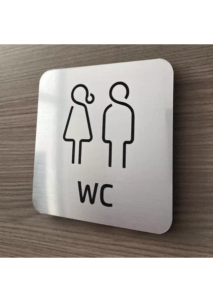 Metal Görünümlü Modern Wc Yönlendirme Levhası