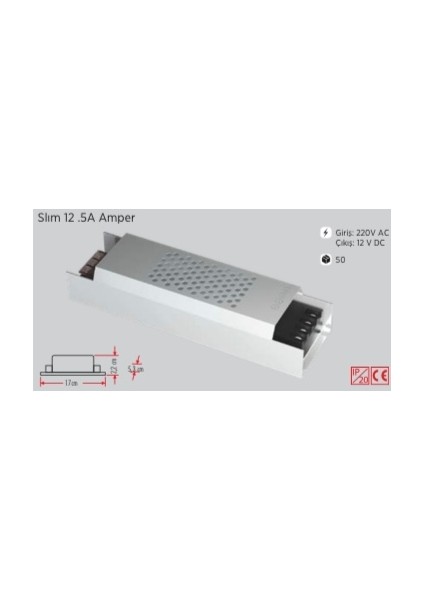 Ycl Ylt-S 3150 12,5A 12VDC 150W Ultra Slım LED Trafo