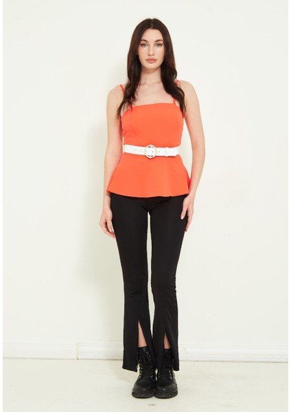 Kadın Kemerli Askılı Bluz