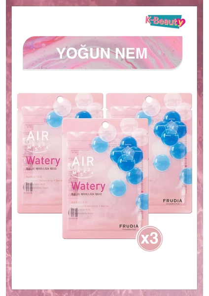 Air Watery 3 Katlı Nemlendirme Etkili Maske 25 ml x 3 Adet