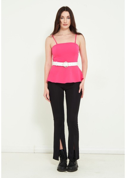 Kadın Kemerli Askılı Bluz