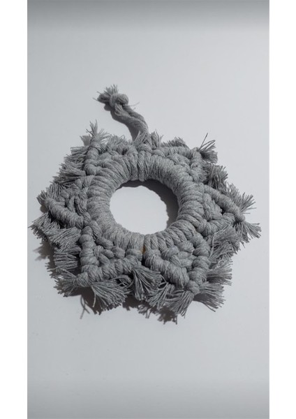 Makrome Kartanesi Duvar Süsü - Gri