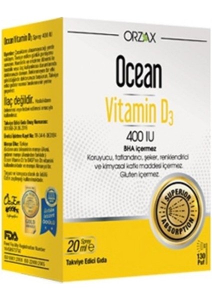 Ocean Vitamin D3 400 Iu Sprey 20ml