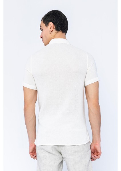 Erkek Regular Fit Düğmeli Kafes Dokuma Kısa Kollu Gömlek modelleri