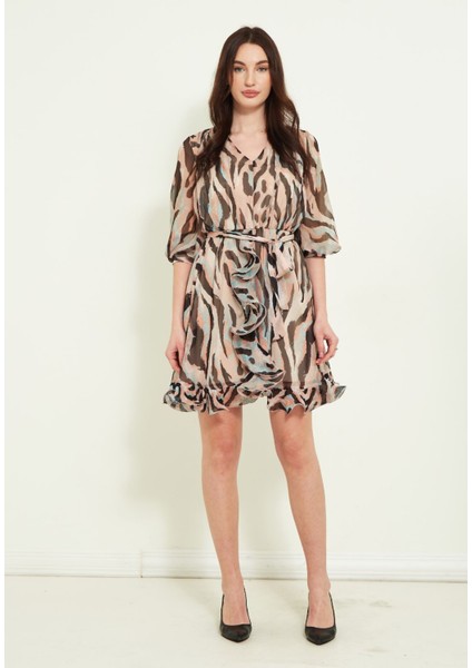 Kadın Diz Boyu Truvakar Kol Elbise10