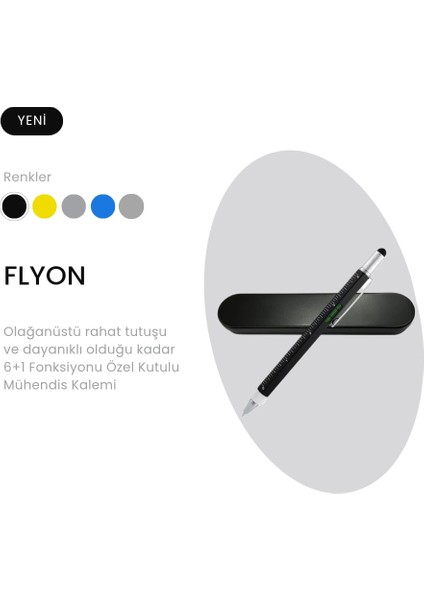 Su Terazili Cetvelli Tornavidalı Mühendis Kalemi 7 Fonksiyonlu Özel Kutusunda FLYON-666K