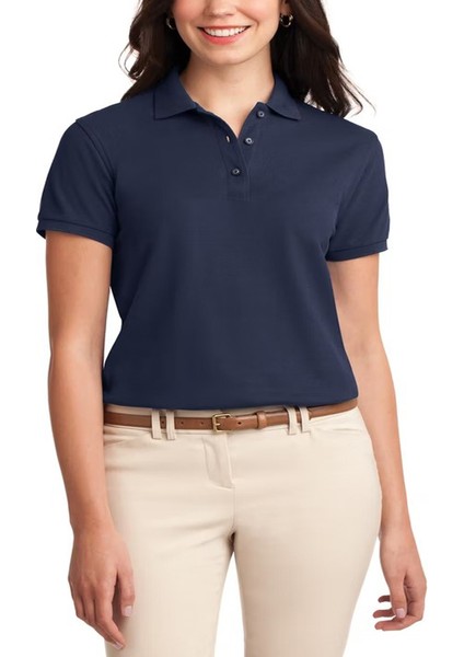 Elit Kadın Polo Yaka Lacivert Tişört