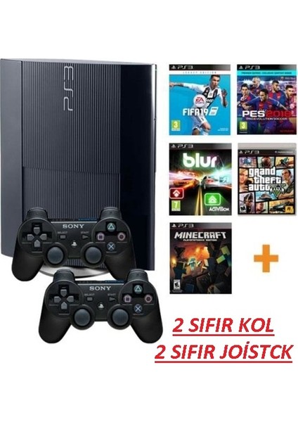 Playstation 3 Süper Slim + 320GB + 2 Joistick +130 Güncel Oyun+1 Yıl Garanti