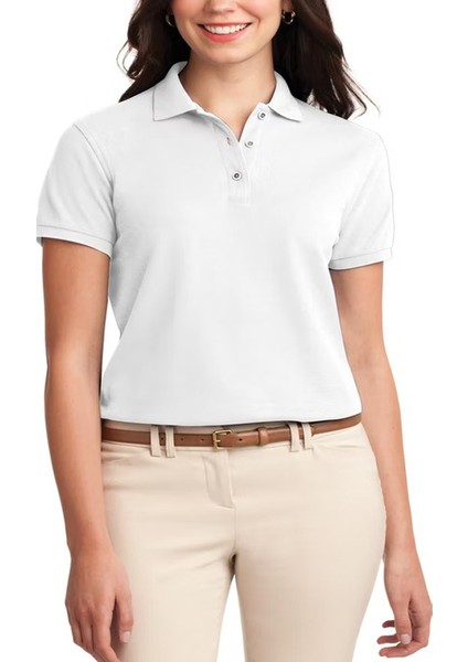 Elit Kadın Polo Yaka Beyaz Tişört