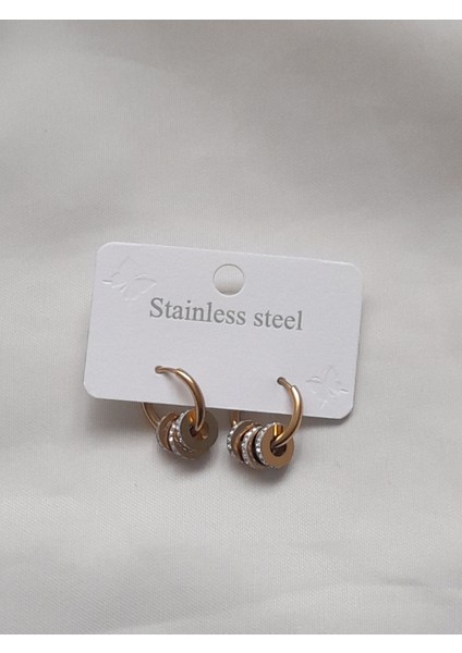 Halka Detay Zirkon Taşlı Çelik Küpe fırsatları