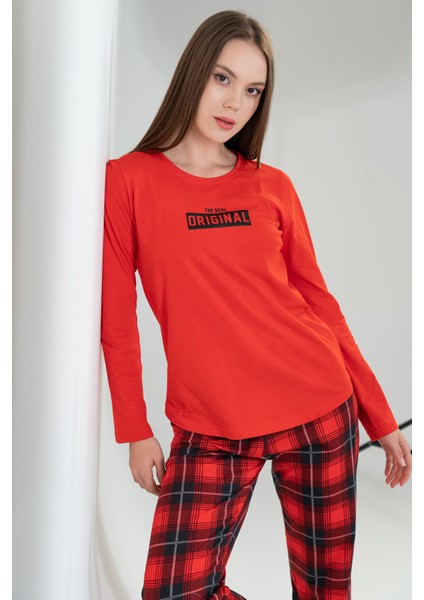 Pamuklu Kadın Uzun Kol Pijama Takım" modelleri