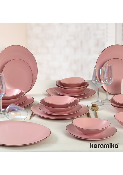 Takım Yemek Stella 6 Kişilik 24 Parça Mat Pembe