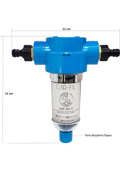Car-Fi Karavan Su Arıtma Filtresi (Yıkanabilir Kartuşlu)- Crf-Rc-Y-St