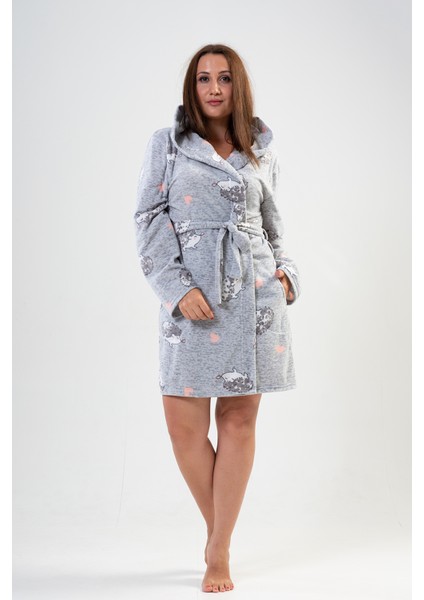 Kadın Polar Büyük Beden Kapsonlu Kısa Sabahlık fiyatları